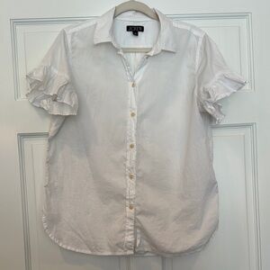 J.Crew White Ruffle Sleeve Blouse